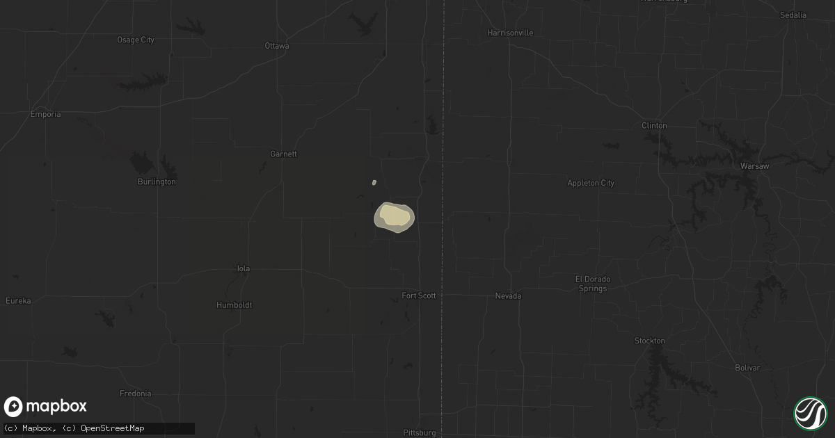 Hail map in Prescott, KS on June 29, 2025