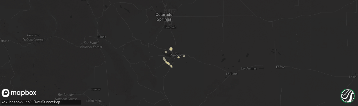 Hail map in Pueblo, CO on June 29, 2025