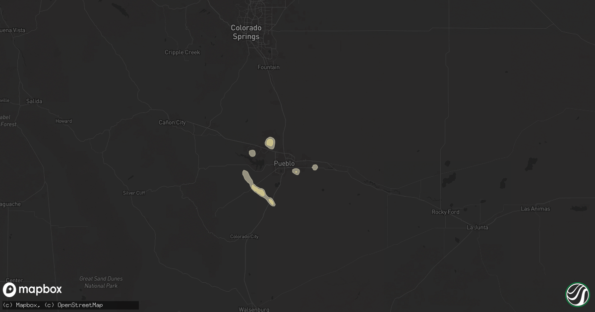 Hail map in Pueblo, CO on June 29, 2025