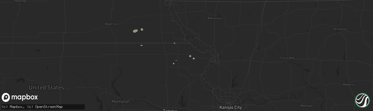Hail map in Robinson, KS on June 29, 2025