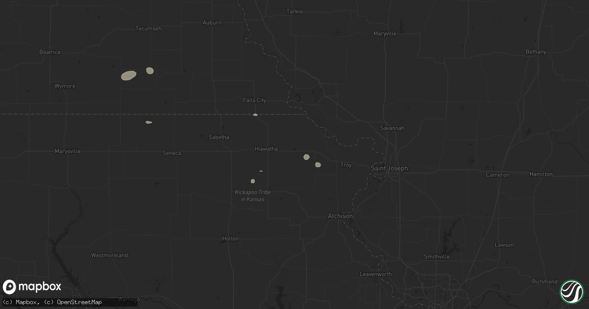 Hail map in Robinson, KS on June 29, 2025