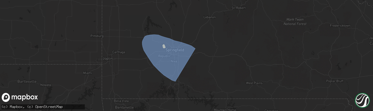 Hail map in Rogersville, MO on June 29, 2025