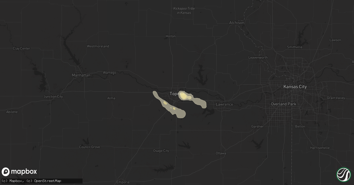 Hail map in Topeka, KS on June 29, 2025