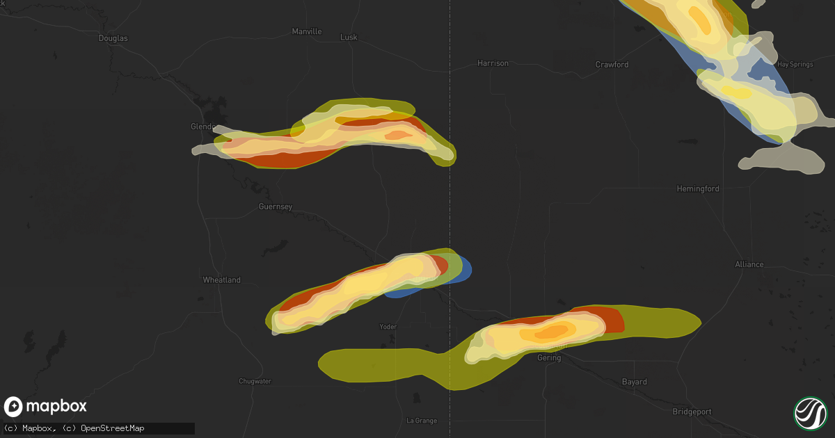 Hail map in Torrington, WY on June 29, 2025
