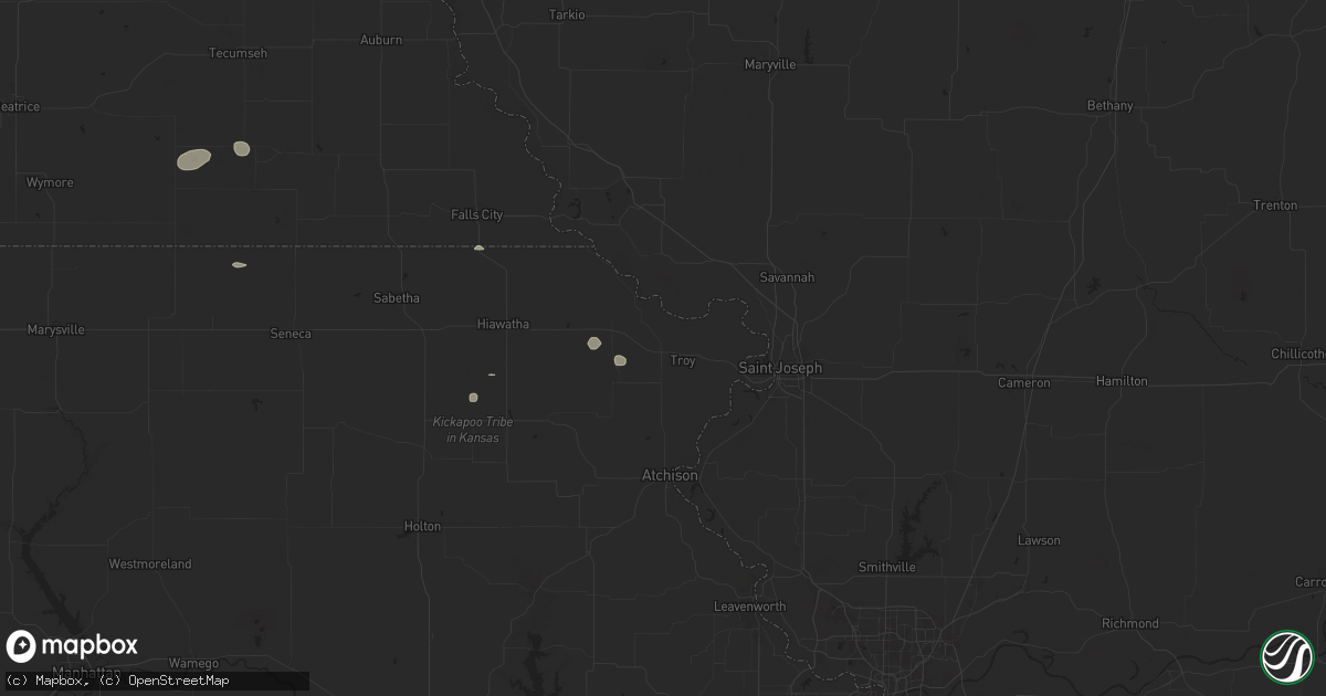 Hail map in Troy, KS on June 29, 2025