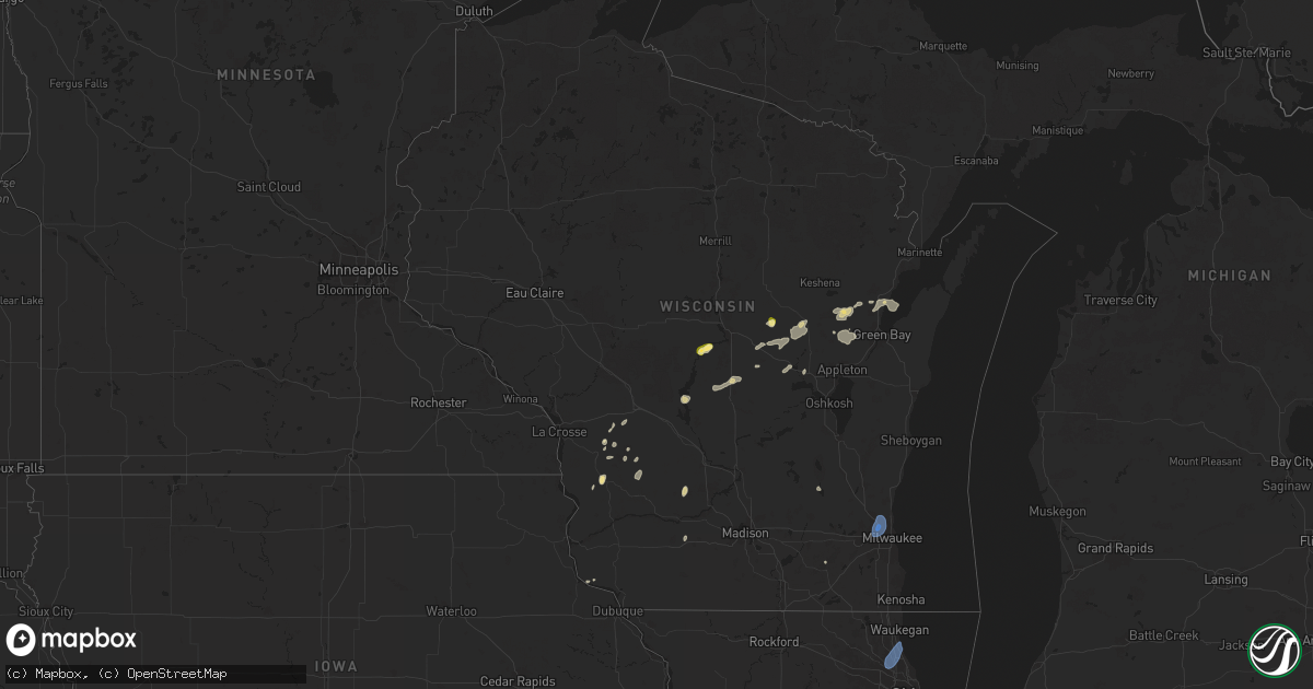 Hail map in Wisconsin on June 29, 2025