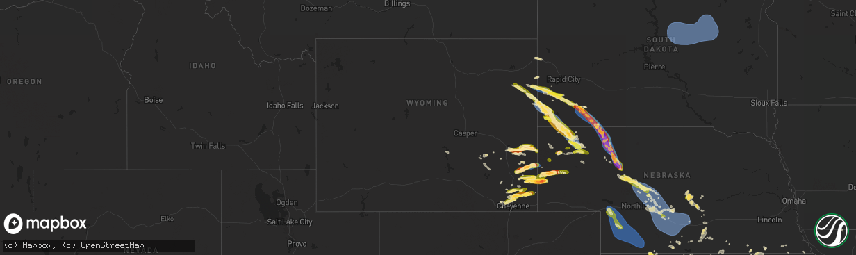 Hail map in Wyoming on June 29, 2025