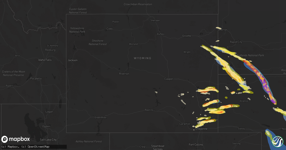 Hail map in Wyoming on June 29, 2025