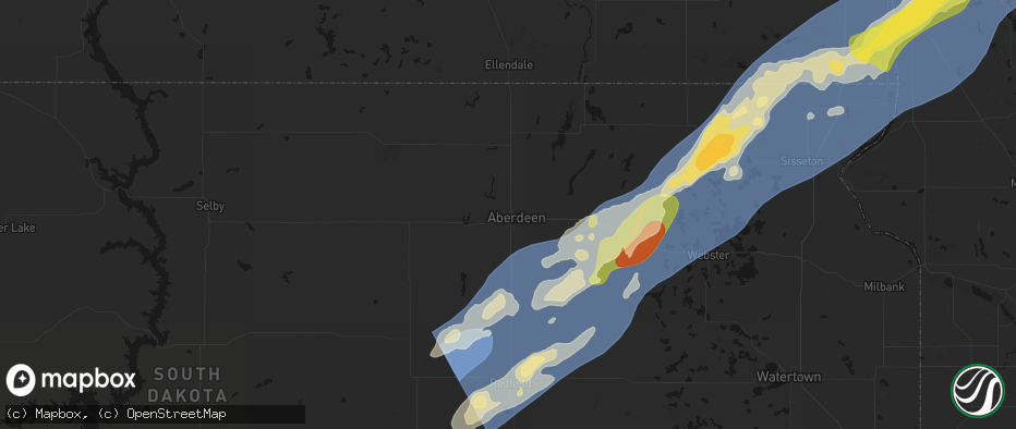 Hail map in Aberdeen, SD on June 29, 2026