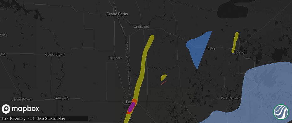 Hail map in Ada, MN on June 29, 2026