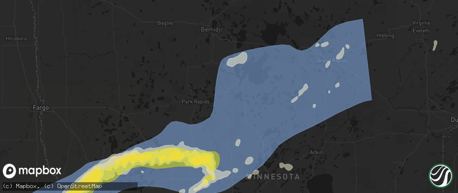 Hail map in Akeley, MN on June 29, 2026
