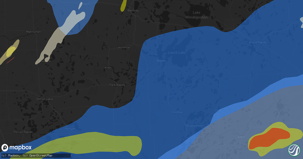 Hail map in Akeley, MN on June 29, 2026