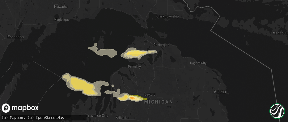 Hail map in Alanson, MI on June 29, 2026