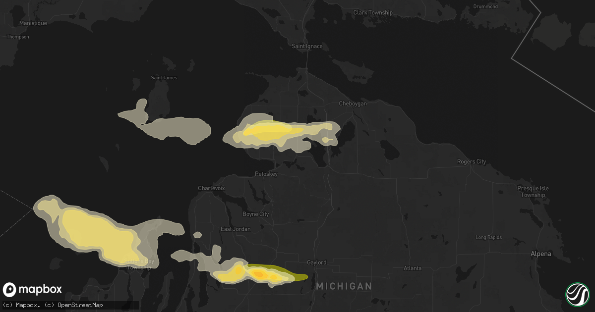 Hail map in Alanson, MI on June 29, 2026