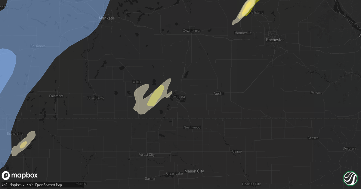 Hail map in Albert Lea, MN on June 29, 2026