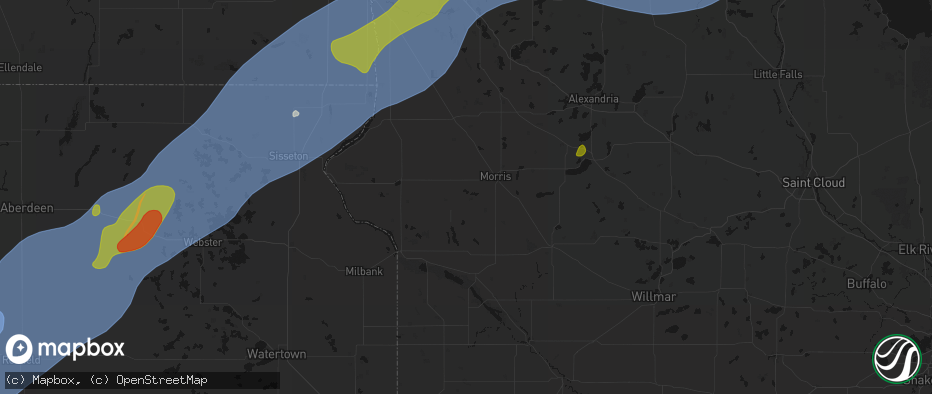 Hail map in Alberta, MN on June 29, 2026