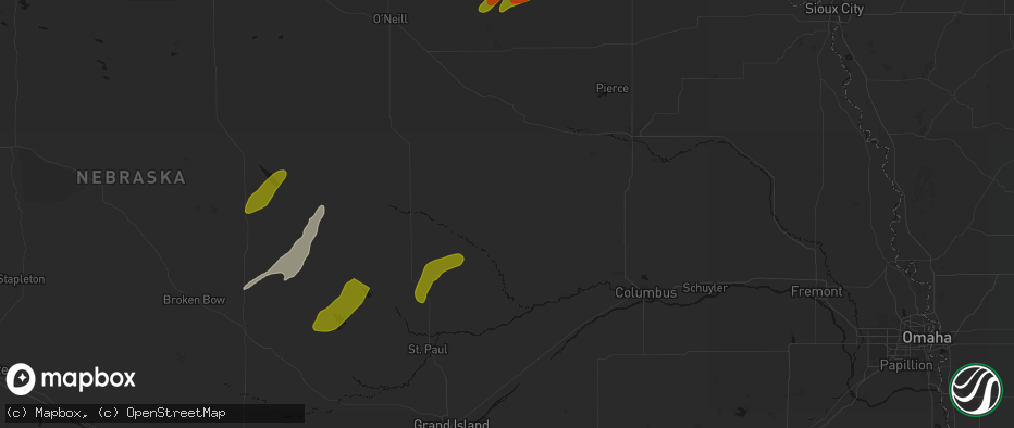 Hail map in Albion, NE on June 29, 2026