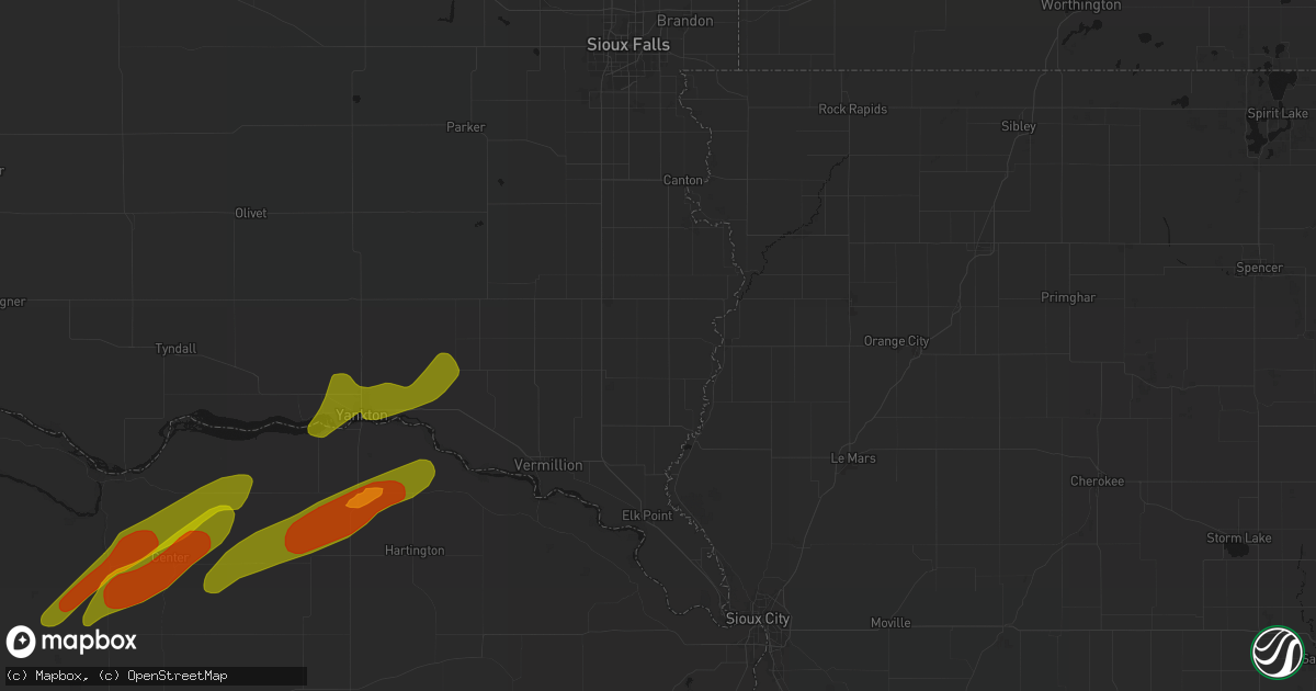 Hail map in Alcester, SD on June 29, 2026