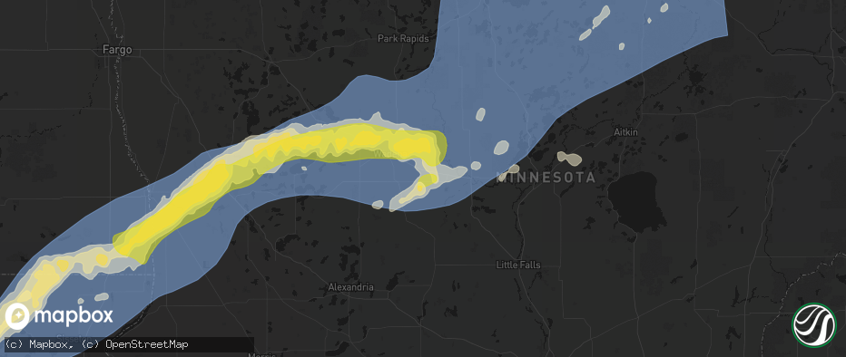 Hail map in Aldrich, MN on June 29, 2026