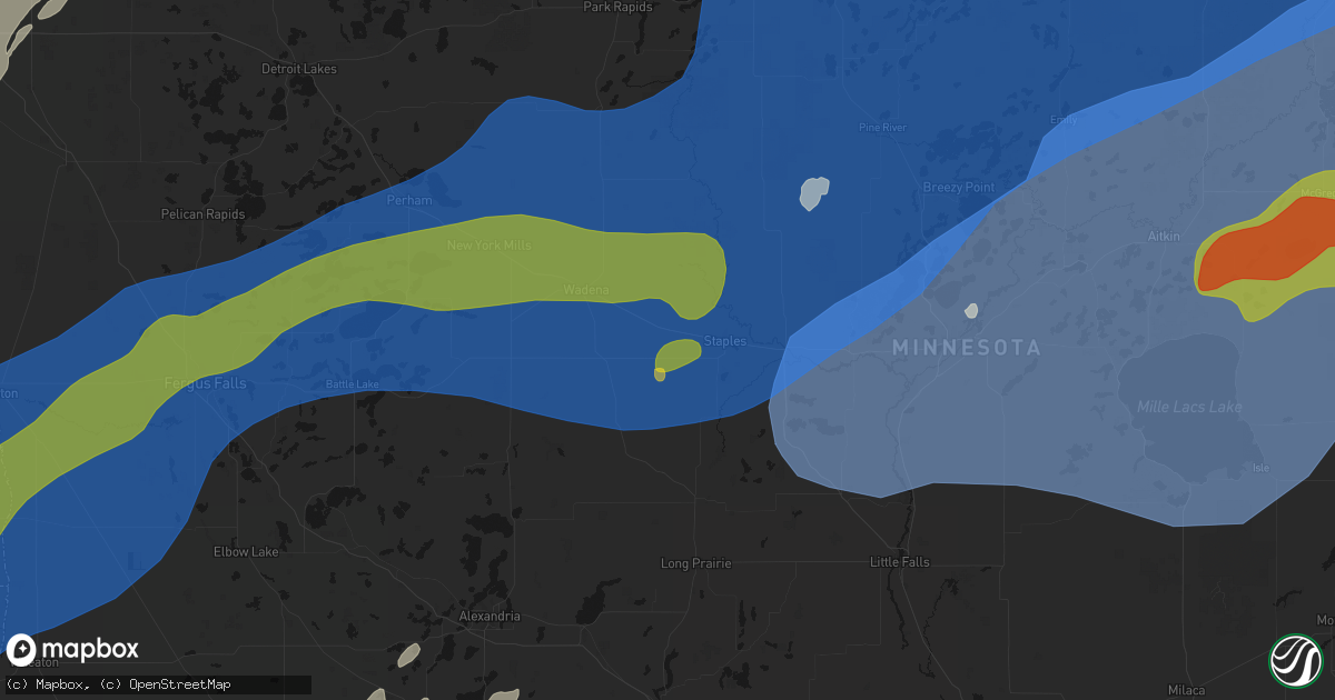 Hail map in Aldrich, MN on June 29, 2026