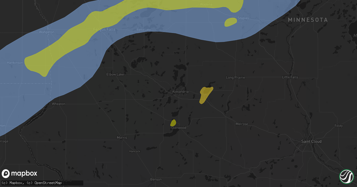 Hail map in Alexandria, MN on June 29, 2026