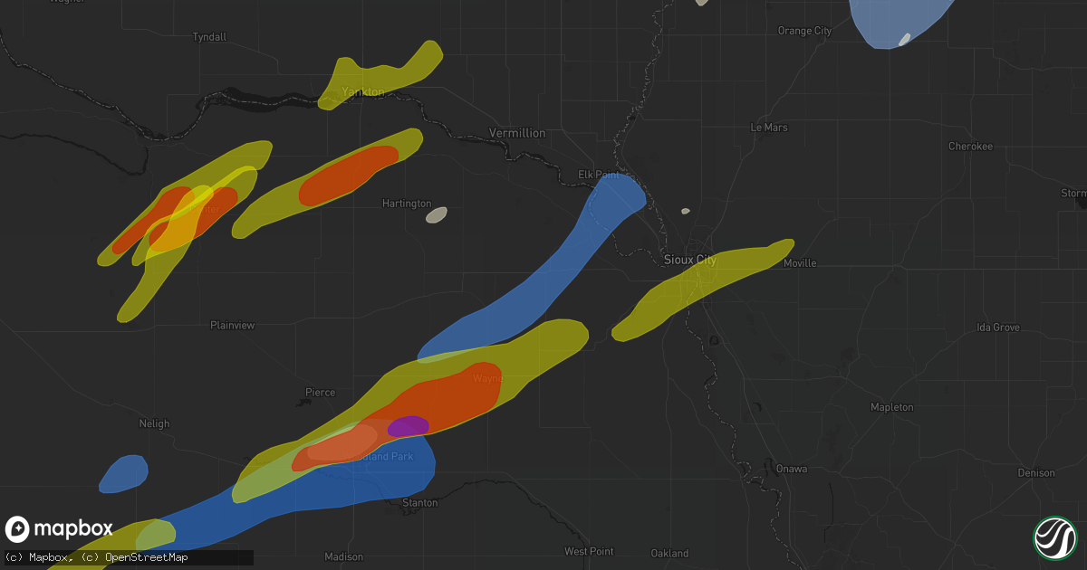 Hail map in Allen, NE on June 29, 2026