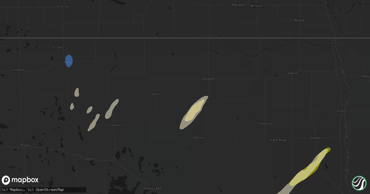 Hail map in Alsen, ND on June 29, 2026