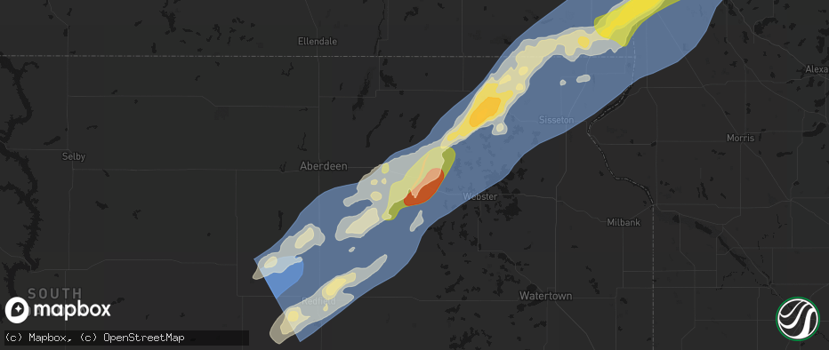 Hail map in Andover, SD on June 29, 2026