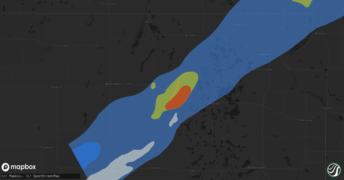 Hail map in Andover, SD on June 29, 2026