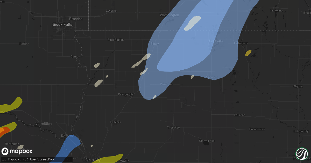 Hail map in Archer, IA on June 29, 2026