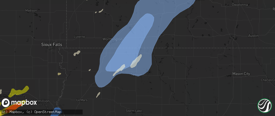 Hail map in Arnolds Park, IA on June 29, 2026