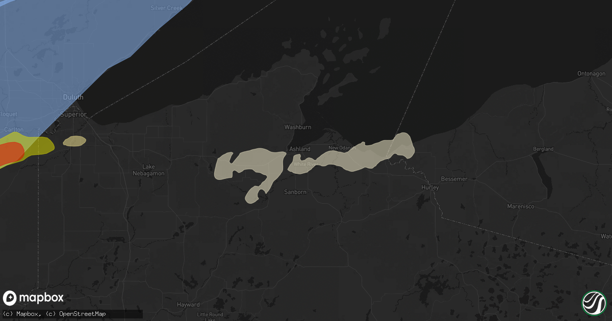 Hail map in Ashland, WI on June 29, 2026