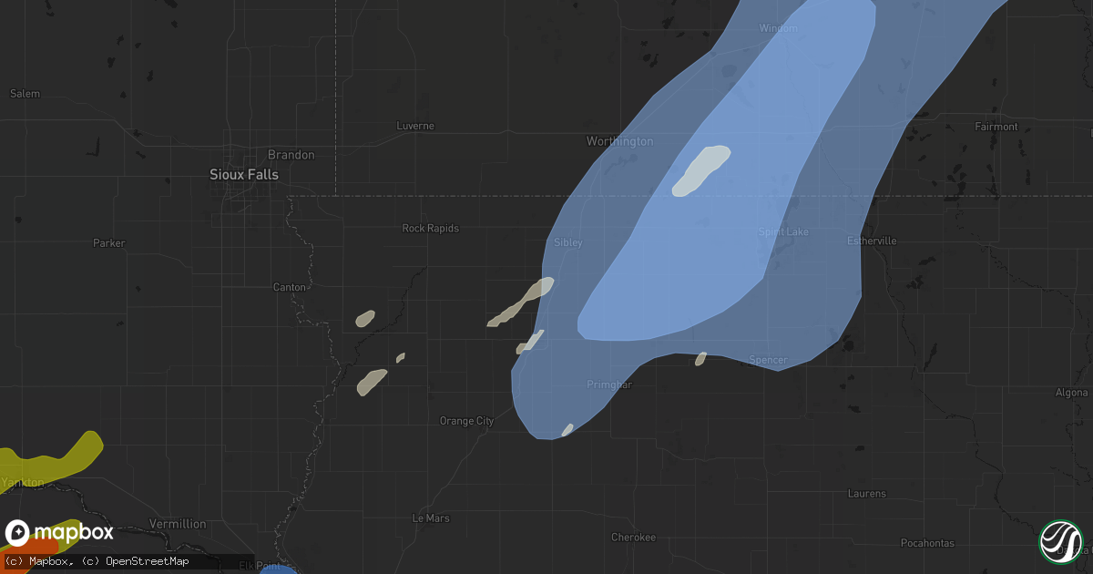 Hail map in Ashton, IA on June 29, 2026