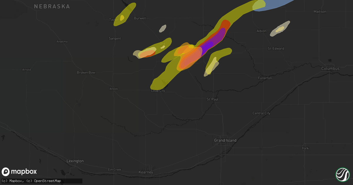 Hail map in Ashton, NE on June 29, 2026