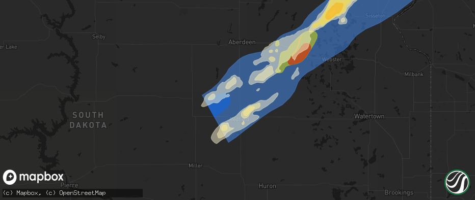 Hail map in Ashton, SD on June 29, 2026