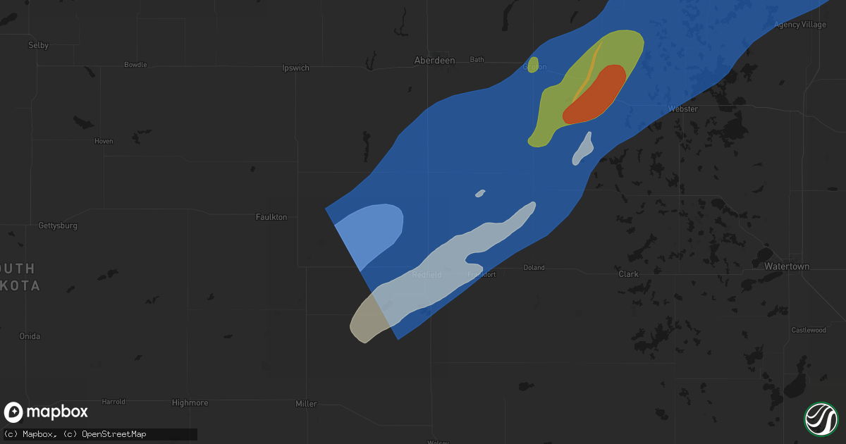 Hail map in Ashton, SD on June 29, 2026