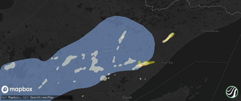 Hail map in Aurora, MN on June 29, 2026