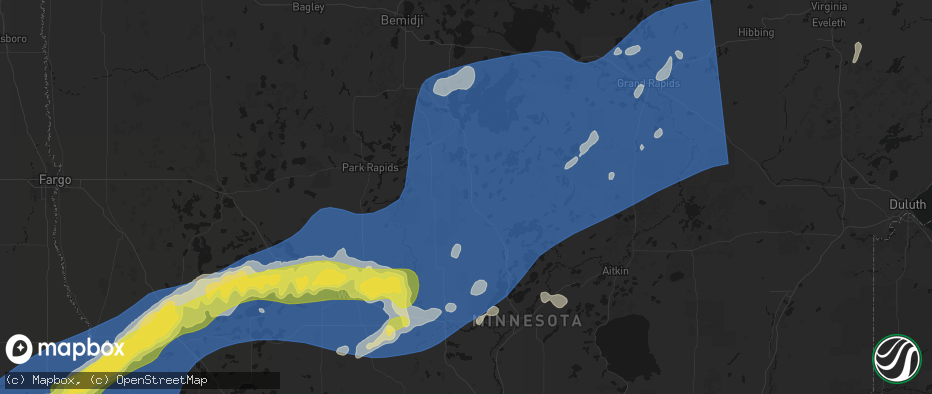 Hail map in Backus, MN on June 29, 2026