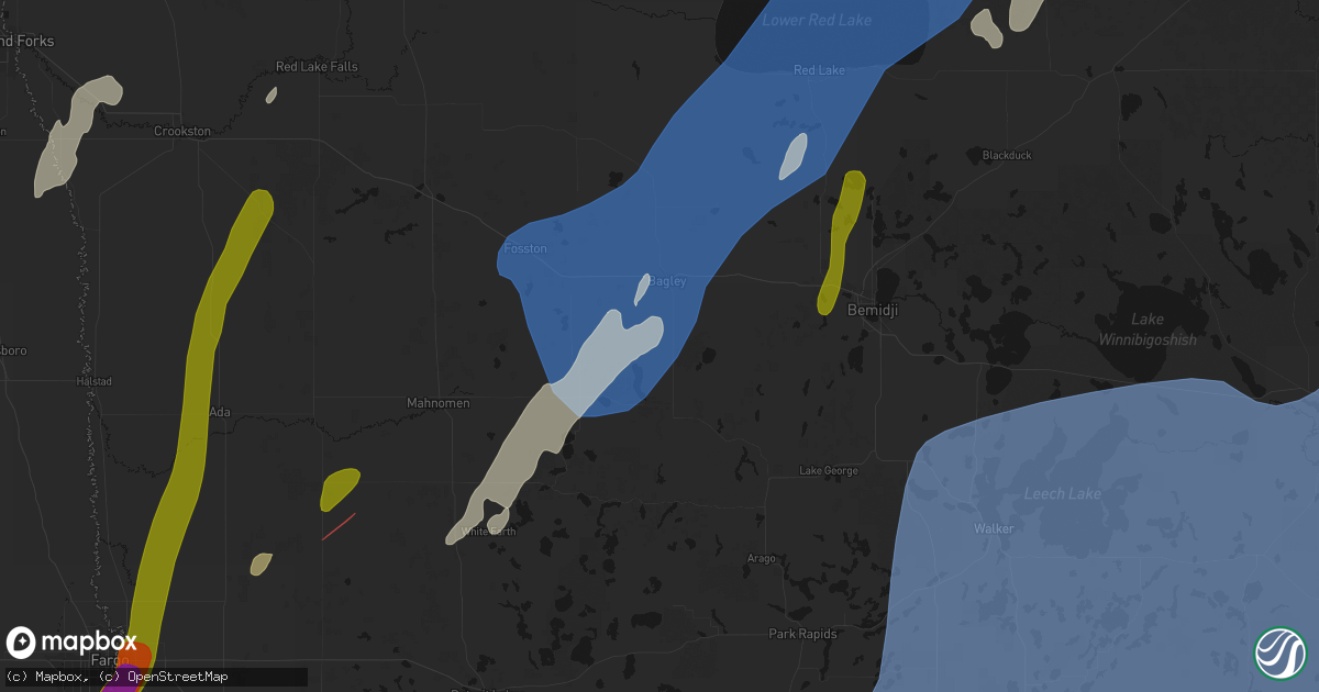 Hail map in Bagley, MN on June 29, 2026
