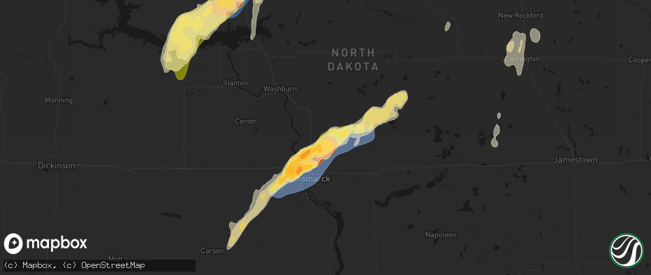 Hail map in Baldwin, ND on June 29, 2026
