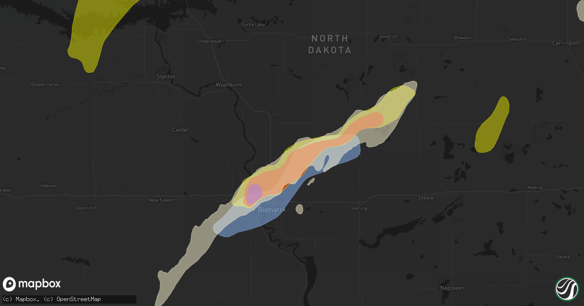 Hail map in Baldwin, ND on June 29, 2026