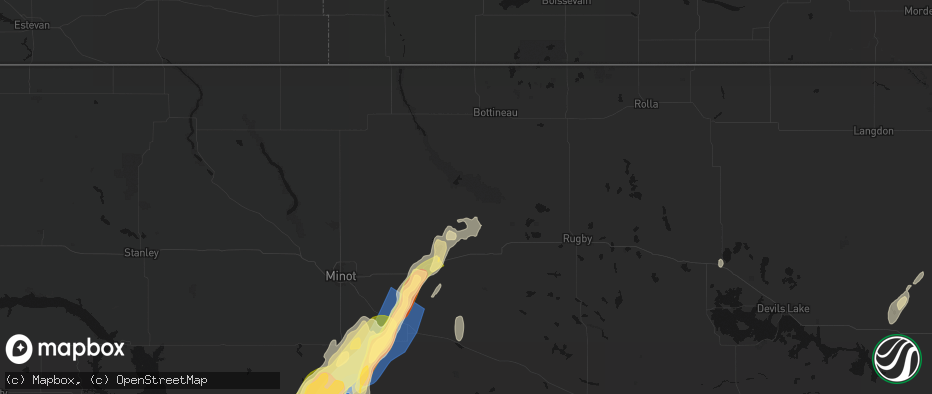 Hail map in Bantry, ND on June 29, 2026