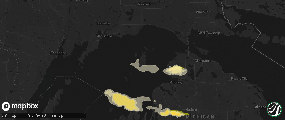 Hail map in Beaver Island, MI on June 29, 2026
