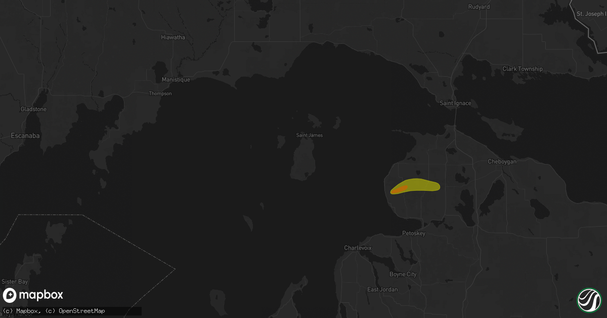 Hail map in Beaver Island, MI on June 29, 2026