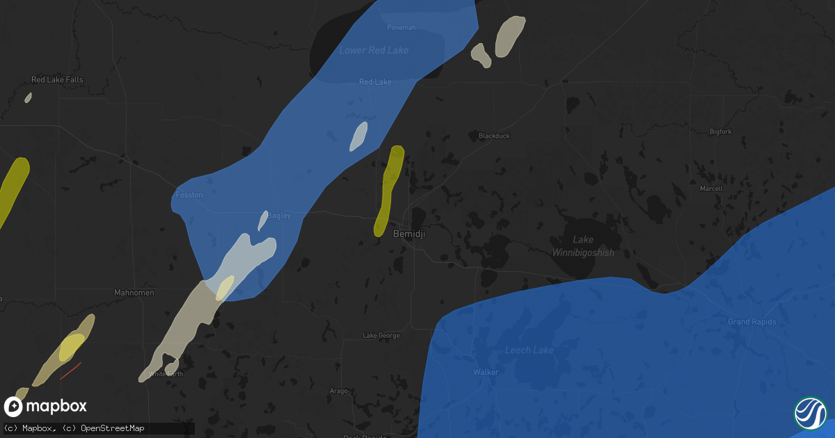 Hail map in Bemidji, MN on June 29, 2026
