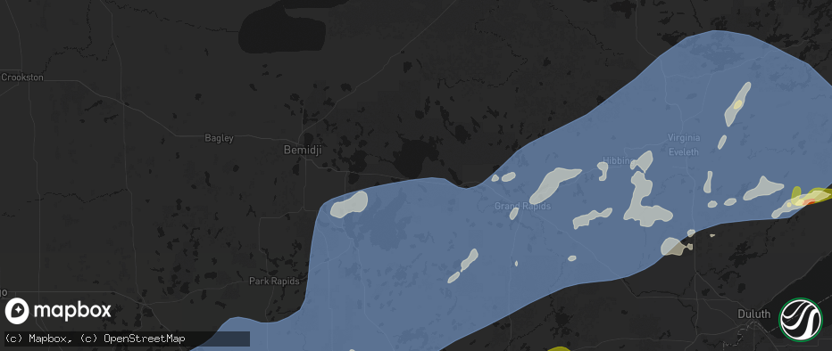 Hail map in Bena, MN on June 29, 2026