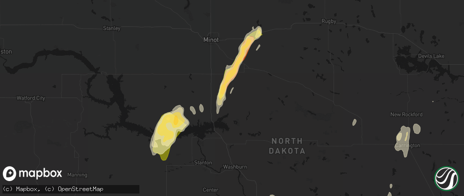 Hail map in Benedict, ND on June 29, 2026