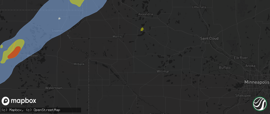 Hail map in Benson, MN on June 29, 2026