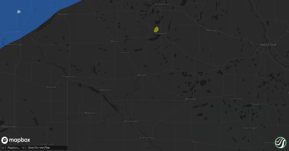 Hail map in Benson, MN on June 29, 2026