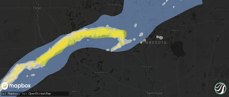 Hail map in Bertha, MN on June 29, 2026